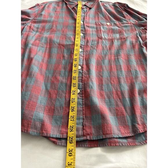 Faherty Red Blue Plaid Collared Shirt Mens Size Large Classic Comfort - Picture 6 of 7